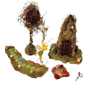 🧚‍♀️ Ooak FAIRY GARDEN 6 Piece Set Door Tinkerbell Key